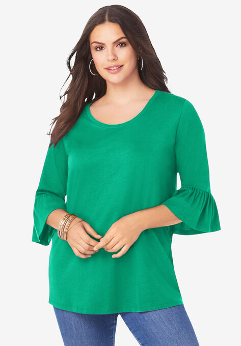 Bell-Sleeve Ultimate Tee, TROPICAL EMERALD, hi-res image number null