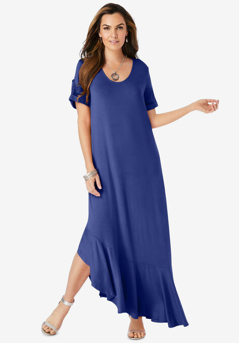 Ruffle-Hem Maxi Dress, ULTRA BLUE, hi-res image number null