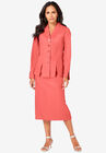 Two-Piece Skirt Suit with Shawl-Collar Jacket, SUNSET CORAL, hi-res image number 0