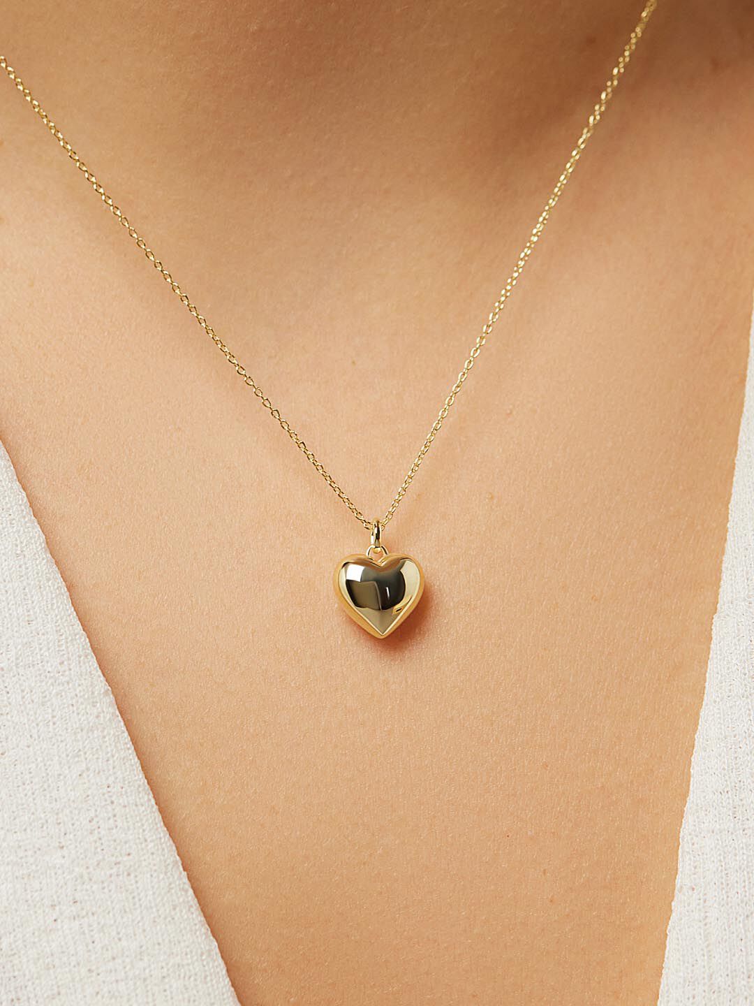 Gold Heart Necklace - Lev Small, GOLD, alternate image number 2