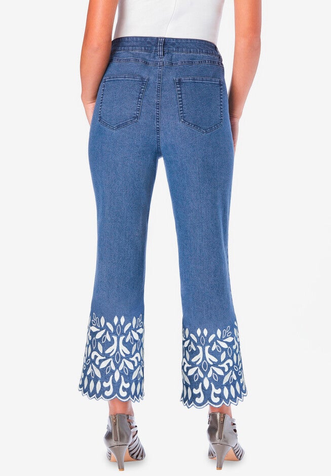 Straight-Leg Embroidered Jeans, , on-hover image number null