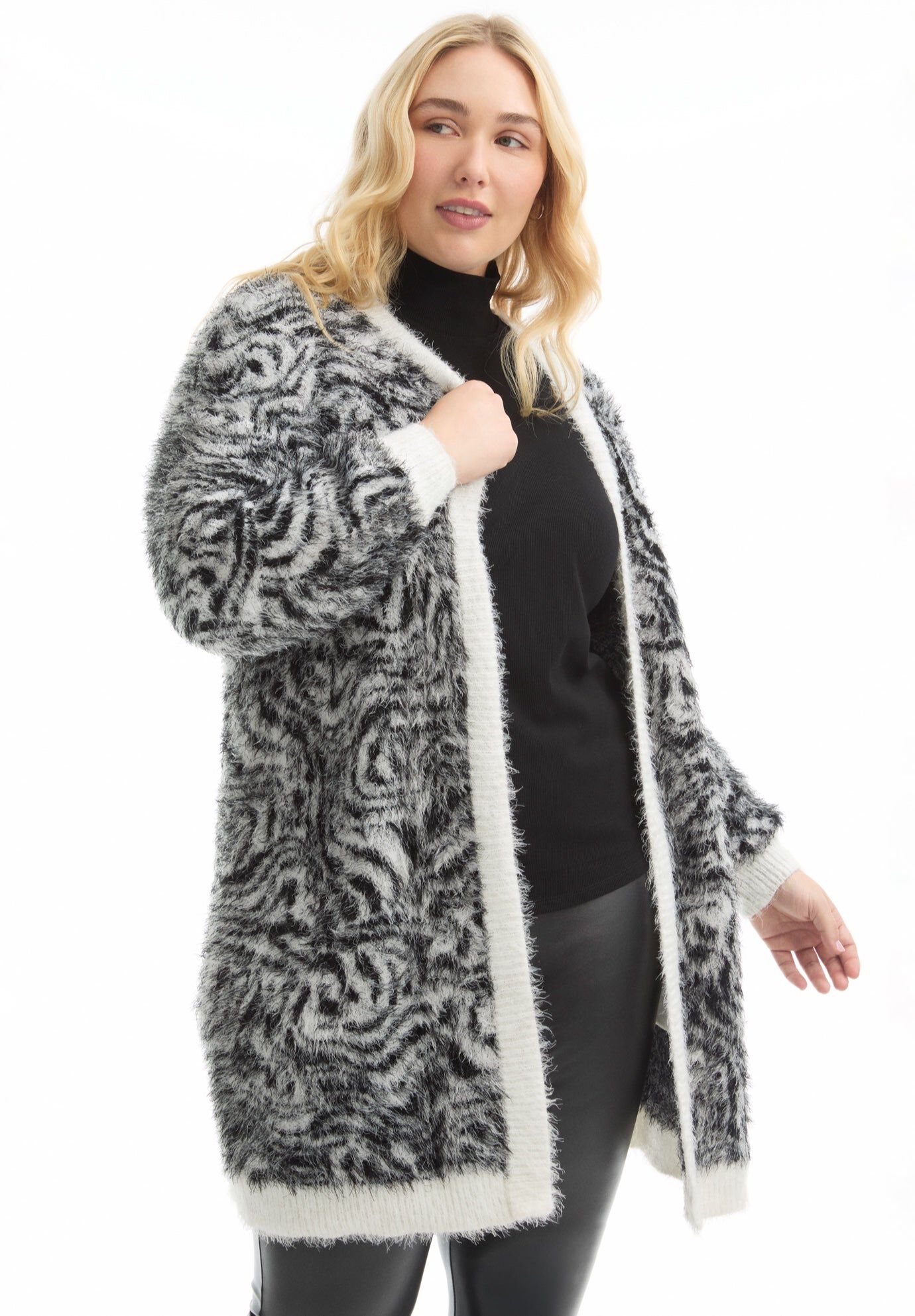 Leopard-Print Eyelash Cardigan