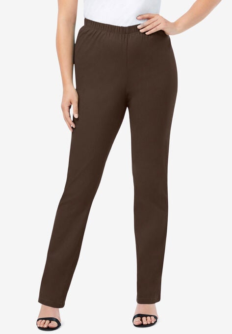 Straight-Leg Pull-On Stretch Jean, CHOCOLATE, hi-res image number null