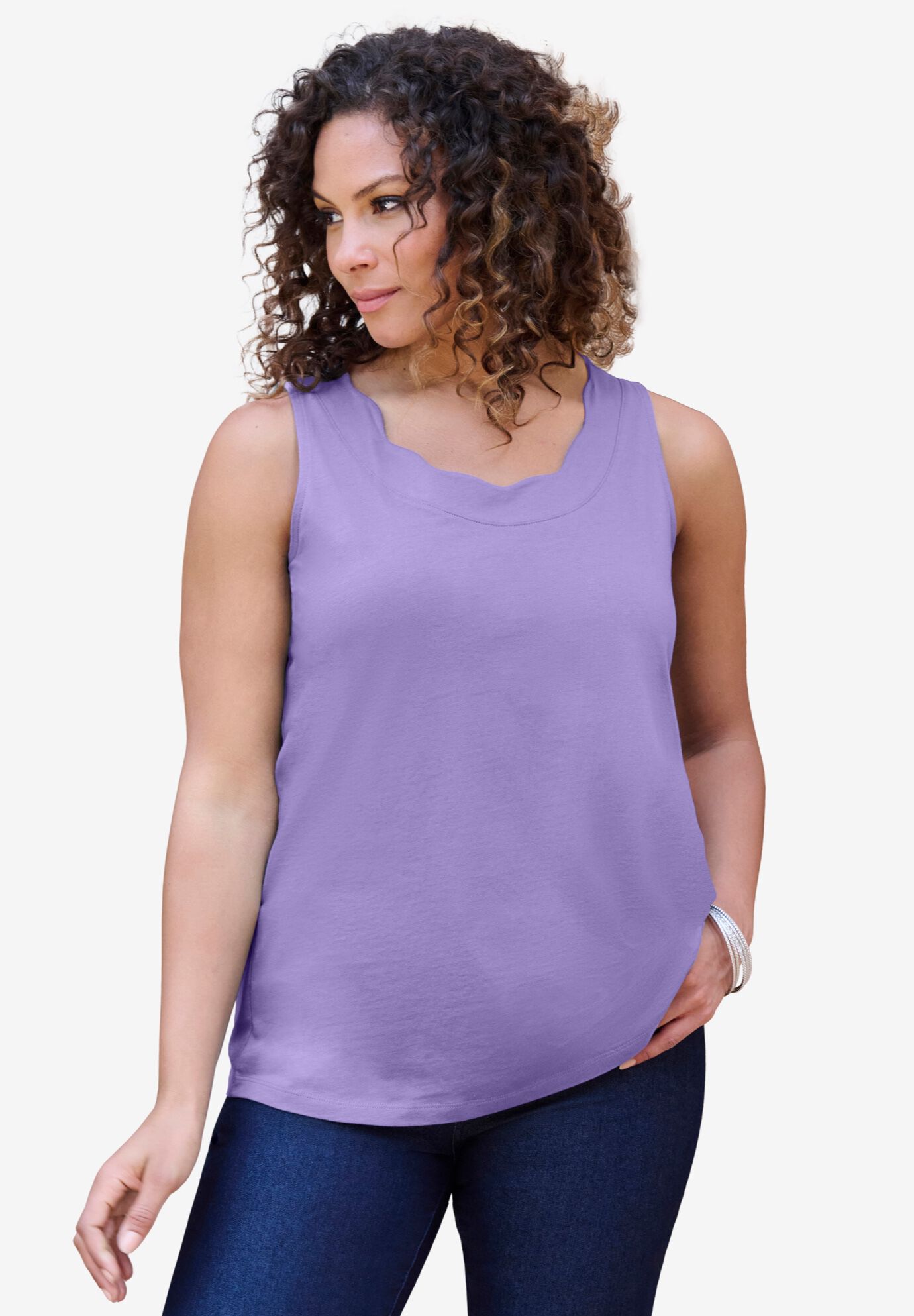 Scalloped Cardigan and Tank Set, VINTAGE LAVENDER, alternate image number 2