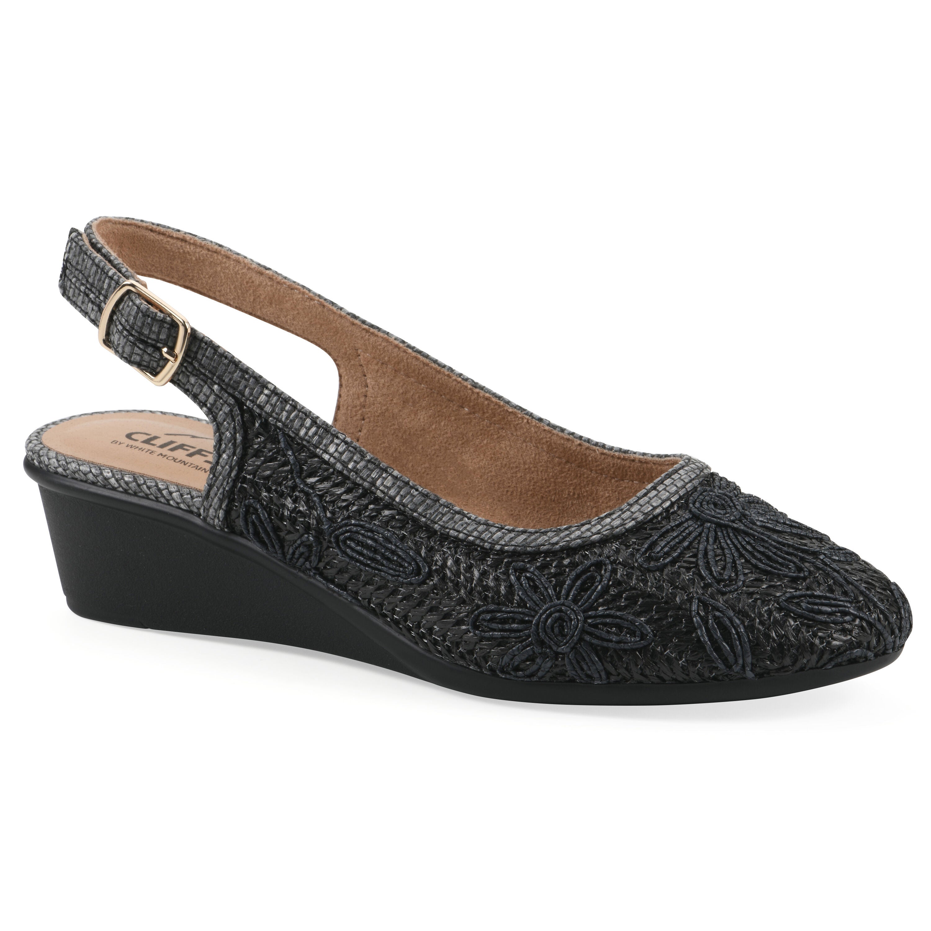 Boris Slingback Wedge, BLACK FABRIC, hi-res image number 0