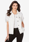 Short-Sleeve Lace Denim Jacket, WHITE, hi-res image number null