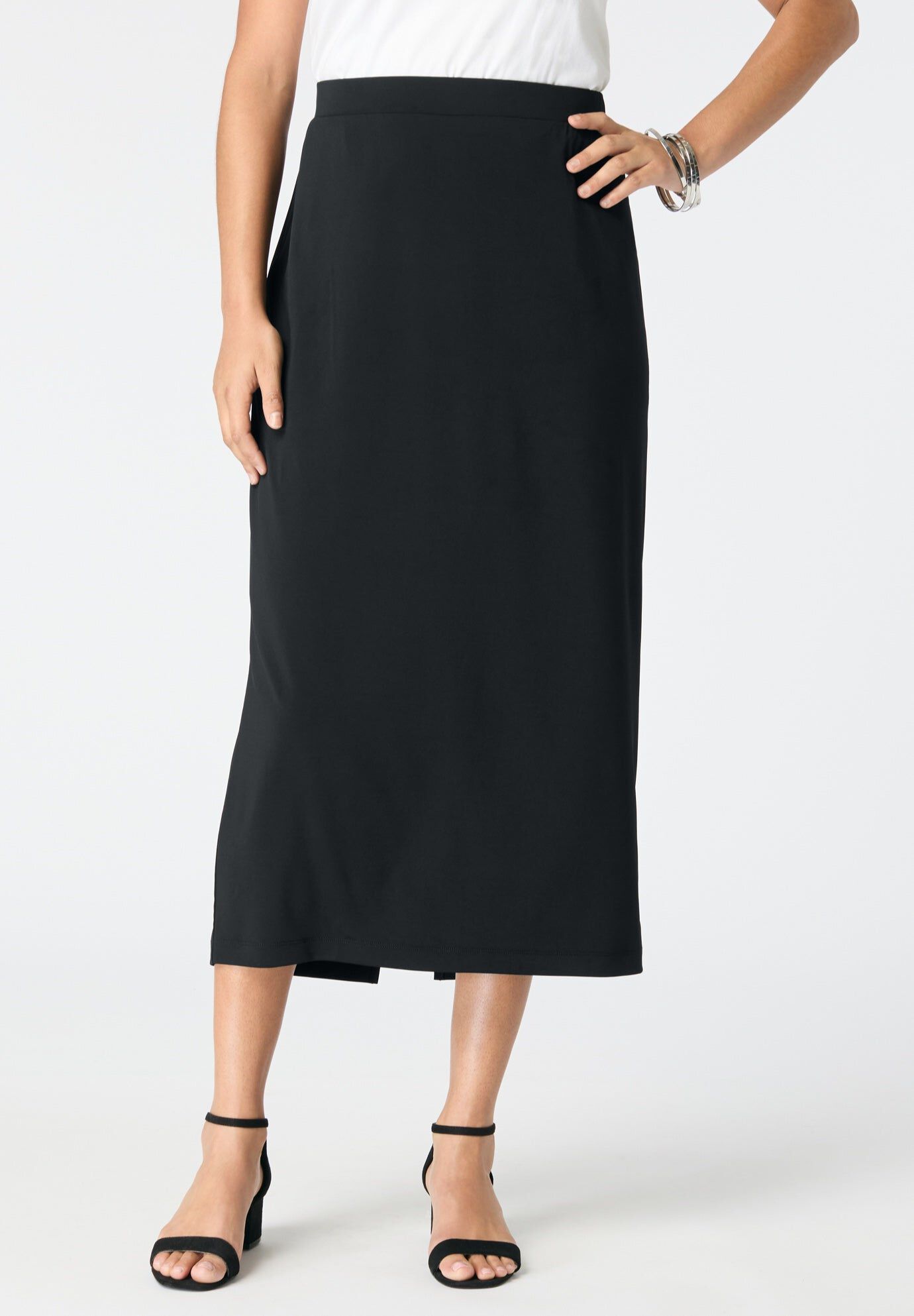 Ultrasmooth&reg; Fabric Midi Skirt, BLACK, hi-res image number 0