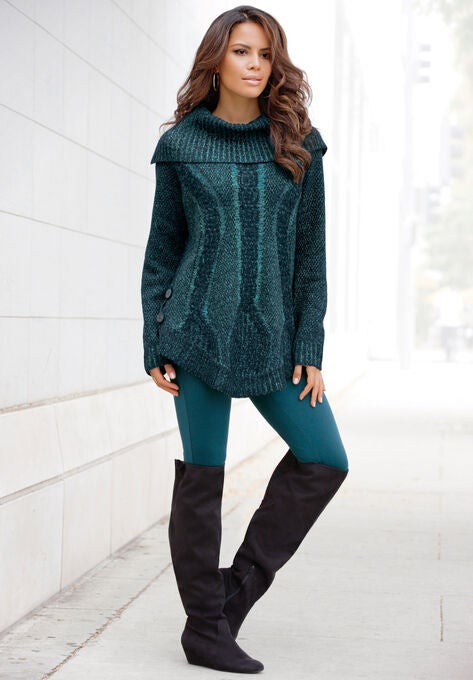 Cowl Neck Cable Pullover, , alternate image number null