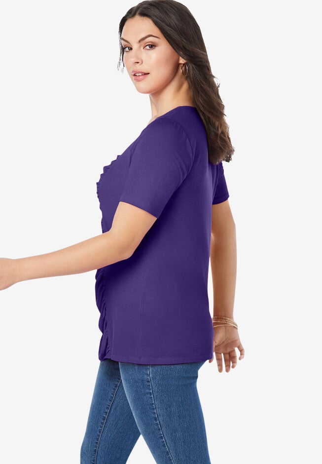 Shirred Square-Neck Runway Tee, , alternate image number null