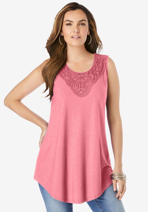 Lace-Trim Swing Tank, SALMON ROSE, hi-res image number null