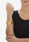 Goldtone Polished Bangle Earring and Ball Stud Earring Set 7.5", , alternate image number null