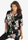 English Floral Big Shirt, BLACK ROMANTIC ROSE, hi-res image number null