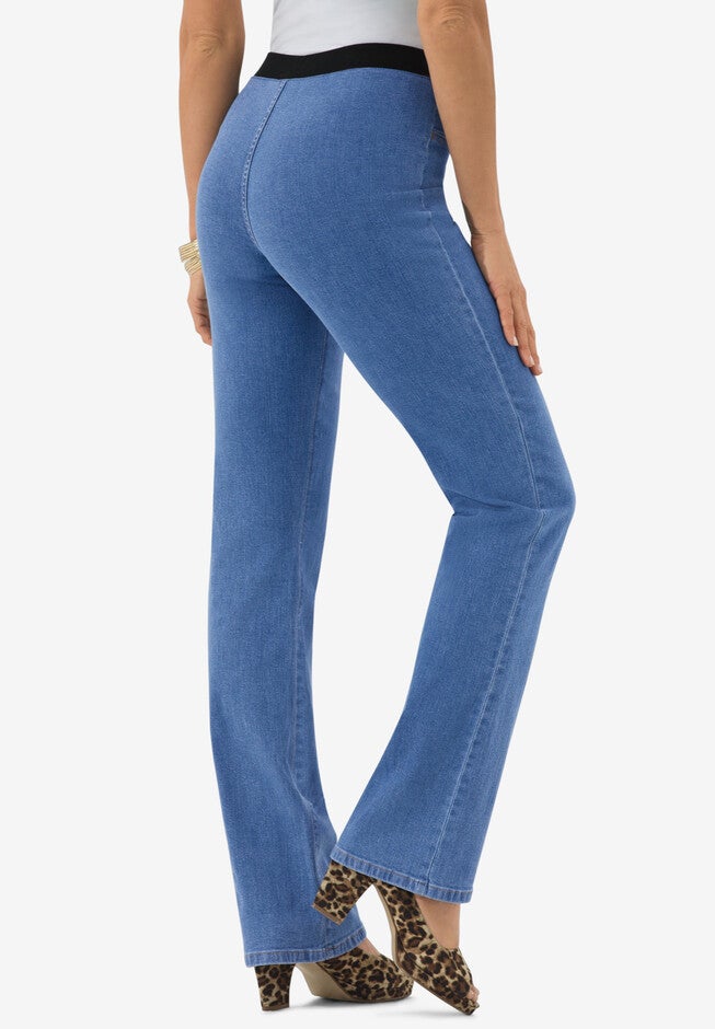Plus Size Invisible Stretch® All Day Bootcut Jean, BLACK DENIM, on-hover image number 1