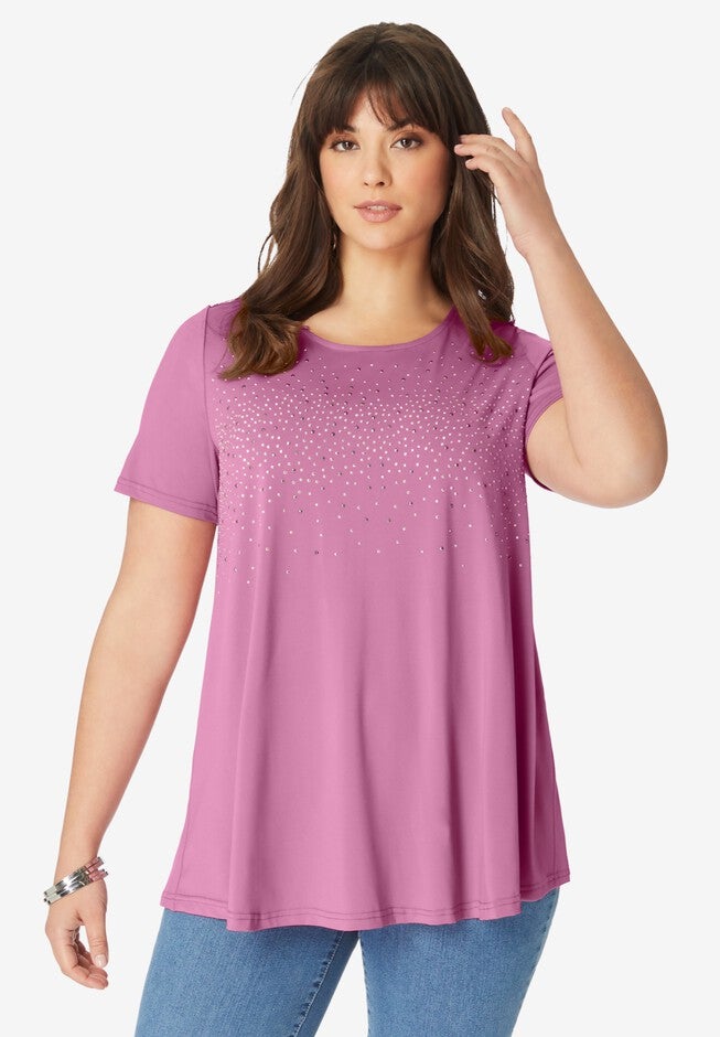 Embellished Swing Tee, MAUVE ORCHID, hi-res image number null