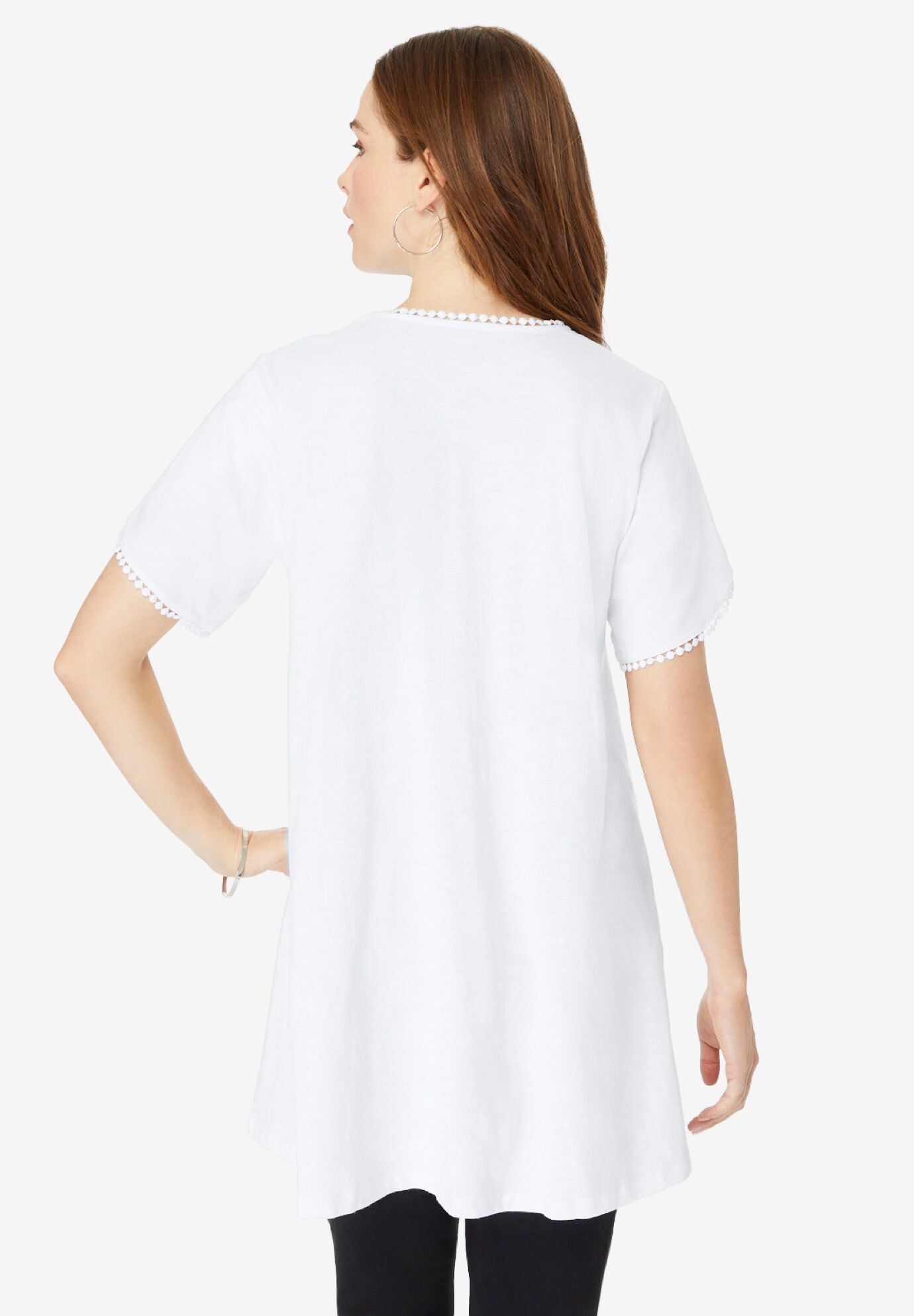 Picot-Trimmed Slub Tunic, , on-hover image number 1