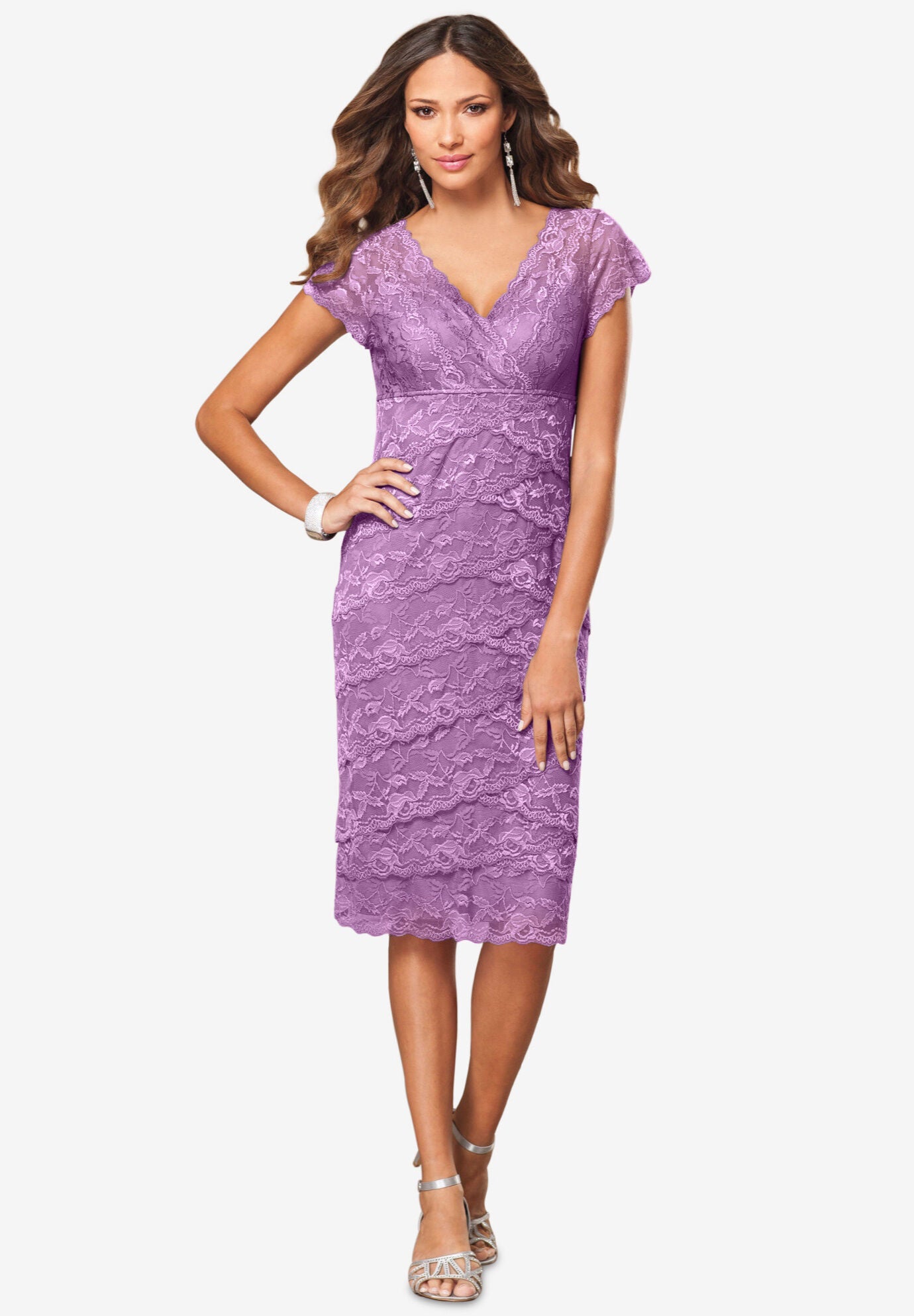 Tiered Lace Dress, VIOLET, hi-res image number 0