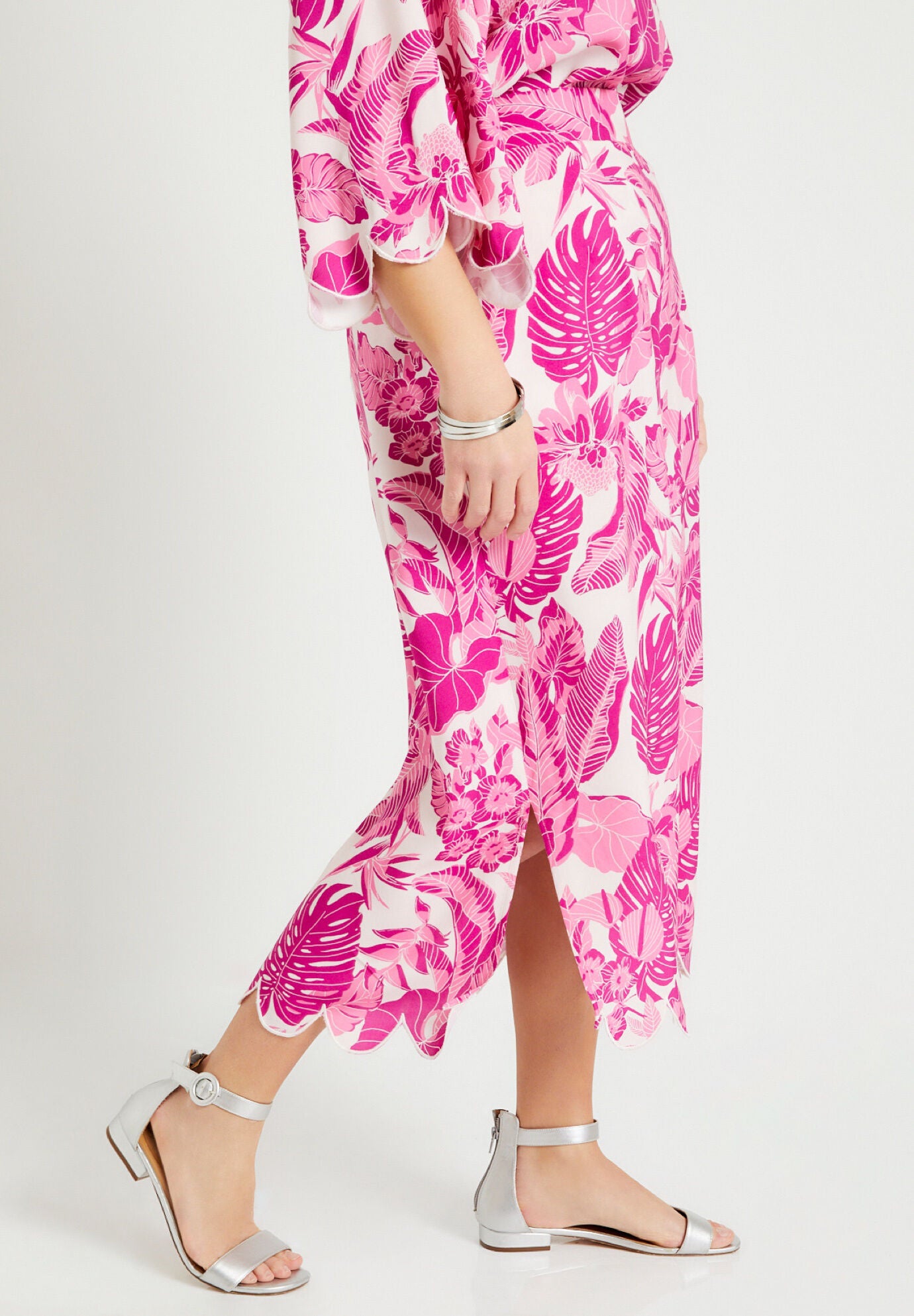 Scallop-Trim Midi Skirt, , alternate image number 2