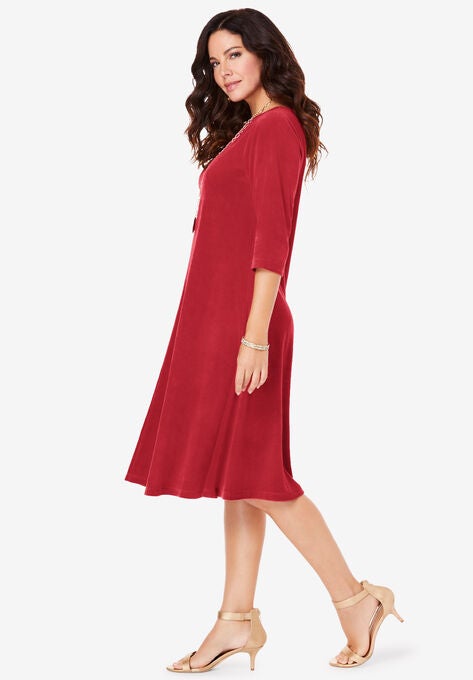 Velour Swing Drape Dress, , alternate image number null