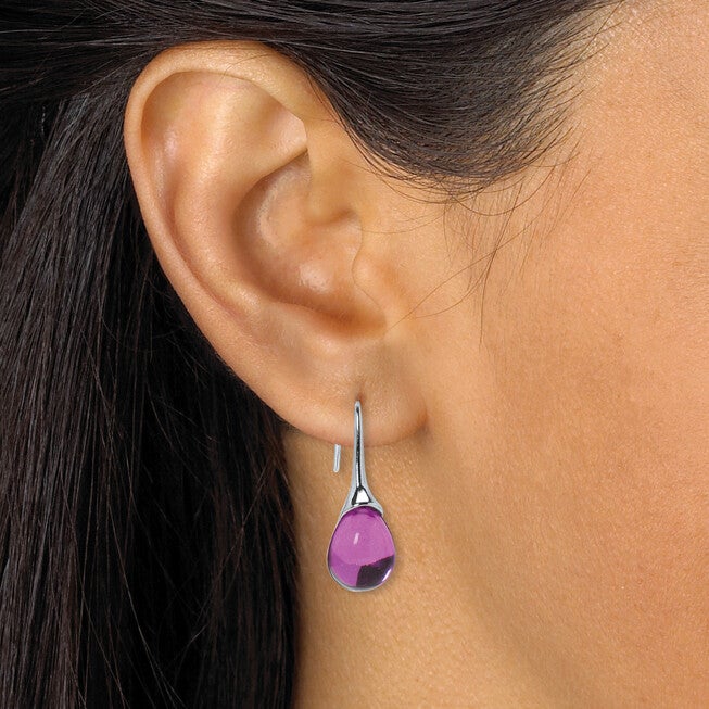 Pear Shaped Colorful Crystal Silvertone Drop Earrings, 3-Pair Set, BLUE, alternate image number 3