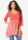 Lace-Trim Ultra Femme Tunic, SUNSET CORAL, hi-res image number null