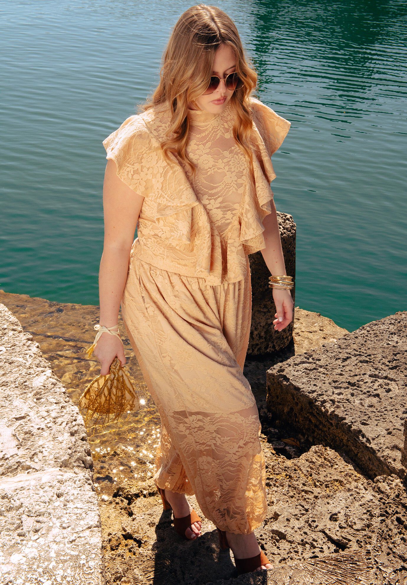 Floral Lace Ruffle Top