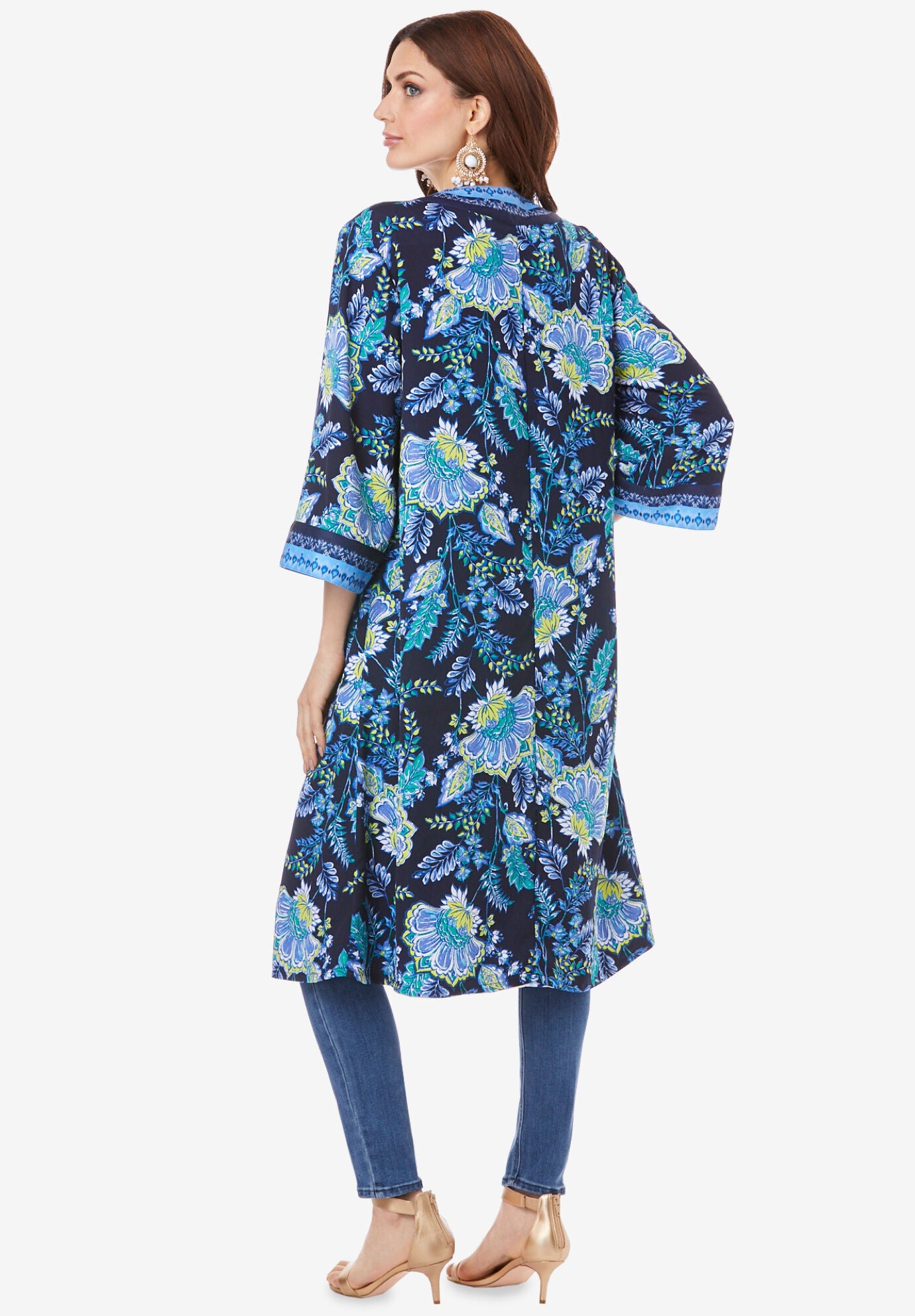 Reversible Printed Georgette Duster, , on-hover image number 1
