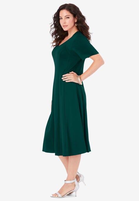 Ultimate Ponte Seamed Flare Dress, , alternate image number null