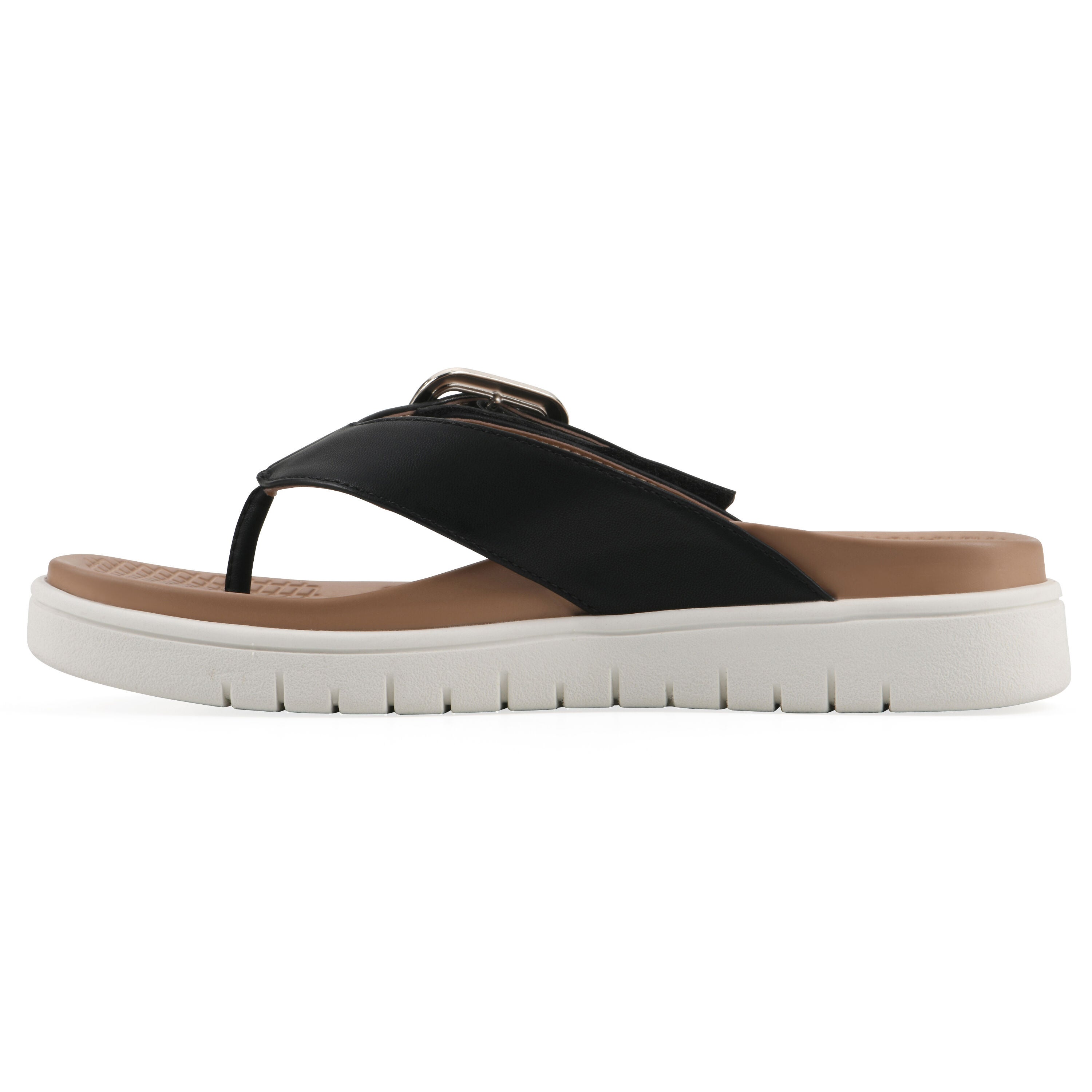 Nalla FOM Recovery Thong Sandal, BLACK SMOOTH, alternate image number 3