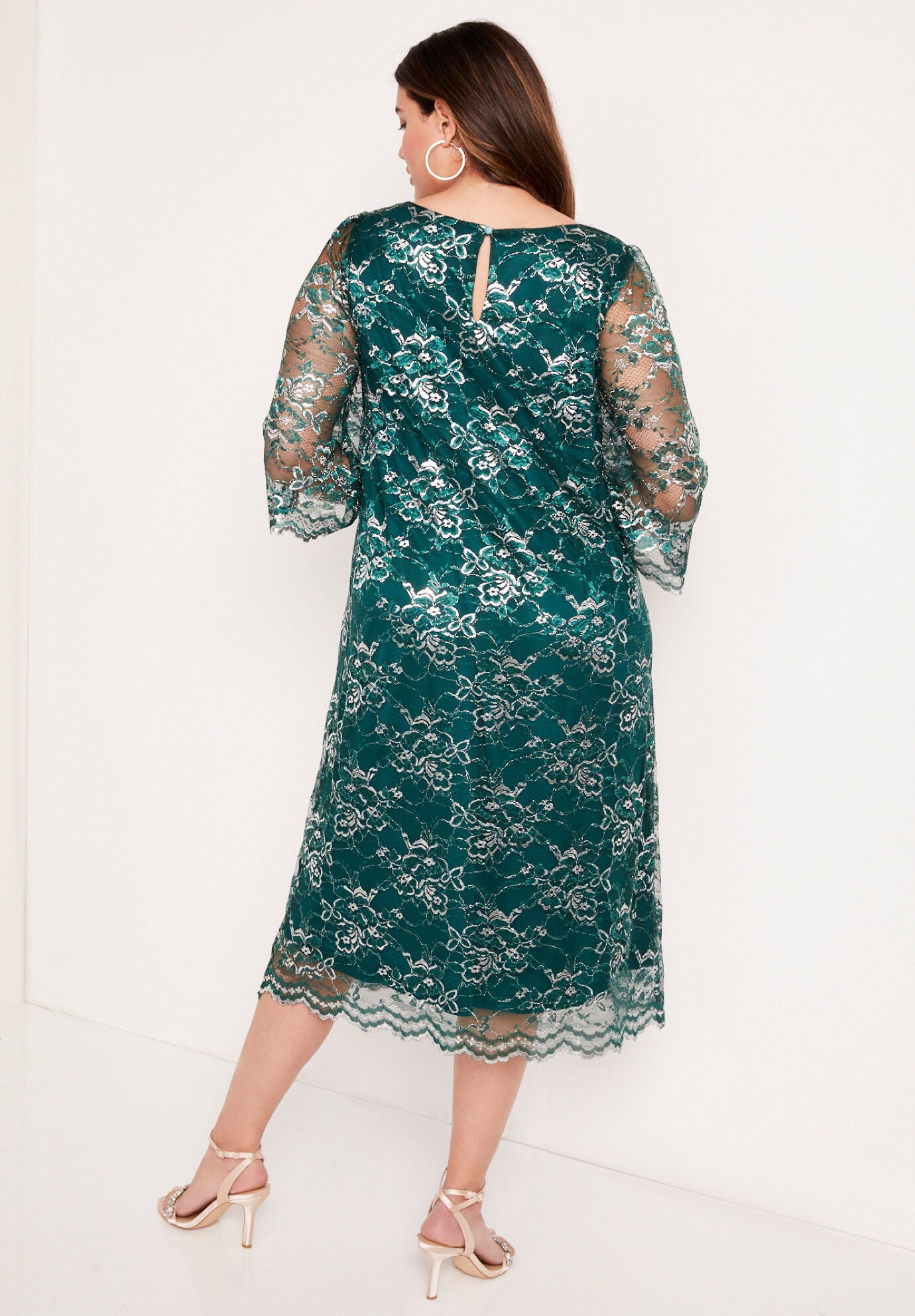 Metallic Lace Sheath Dress, , on-hover image number 1