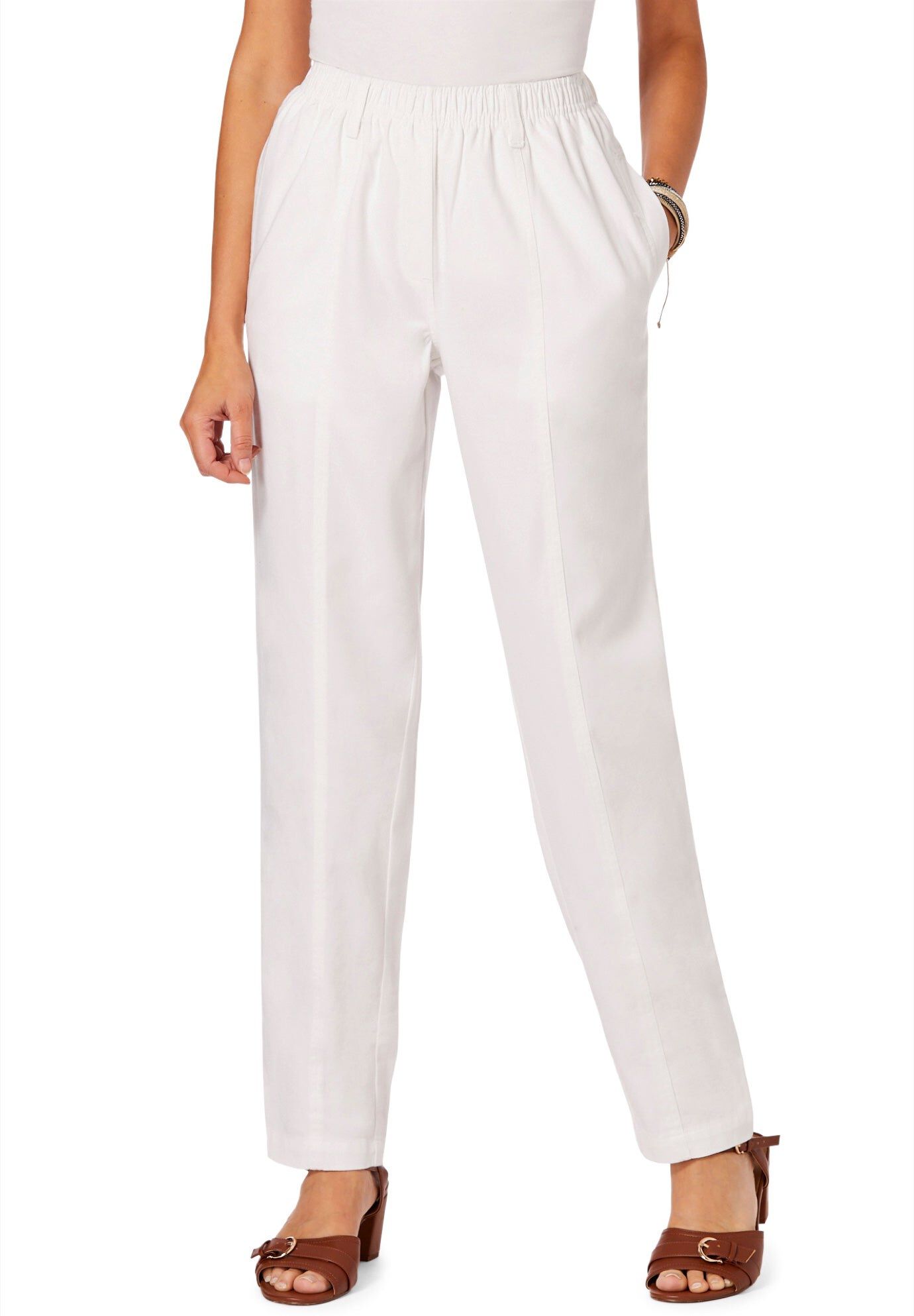 Plus Size Easy-Wear Straight Leg Jean, WHITE DENIM, hi-res image number 0