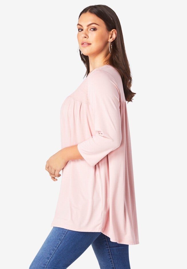 Shirred Notch-Neck Ultra Femme Tunic, , alternate image number 2