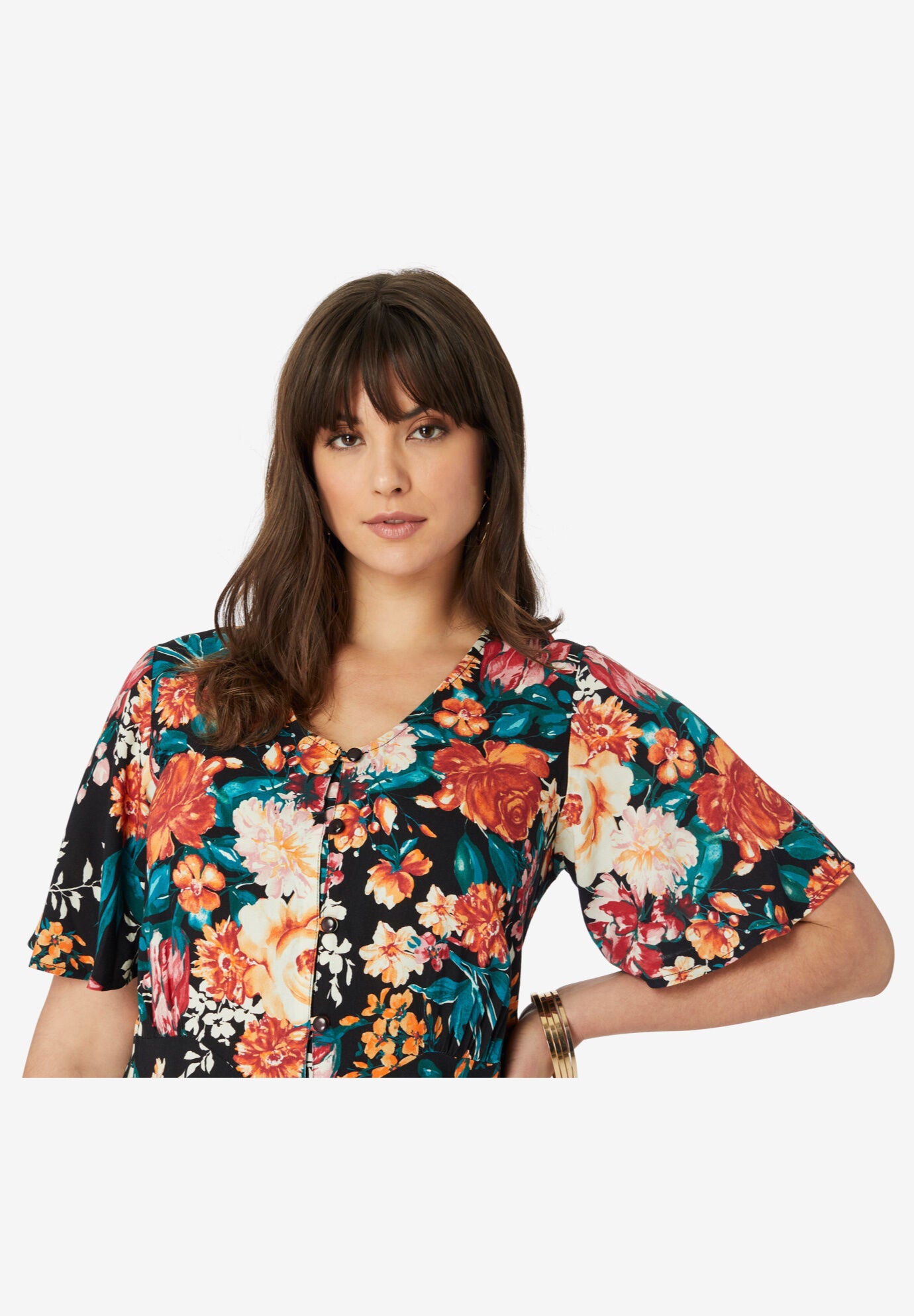 Handkerchief-Hem Midi Dress, , alternate image number 3