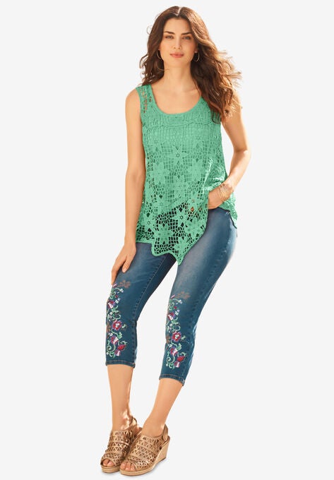Pullover Crochet Tank, SOFT JADE, hi-res image number null