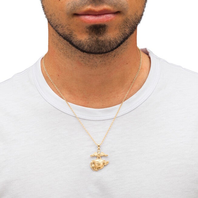 Marine Corps Pendant Necklace Gold-Plated 20 inches, GOLD, alternate image number null