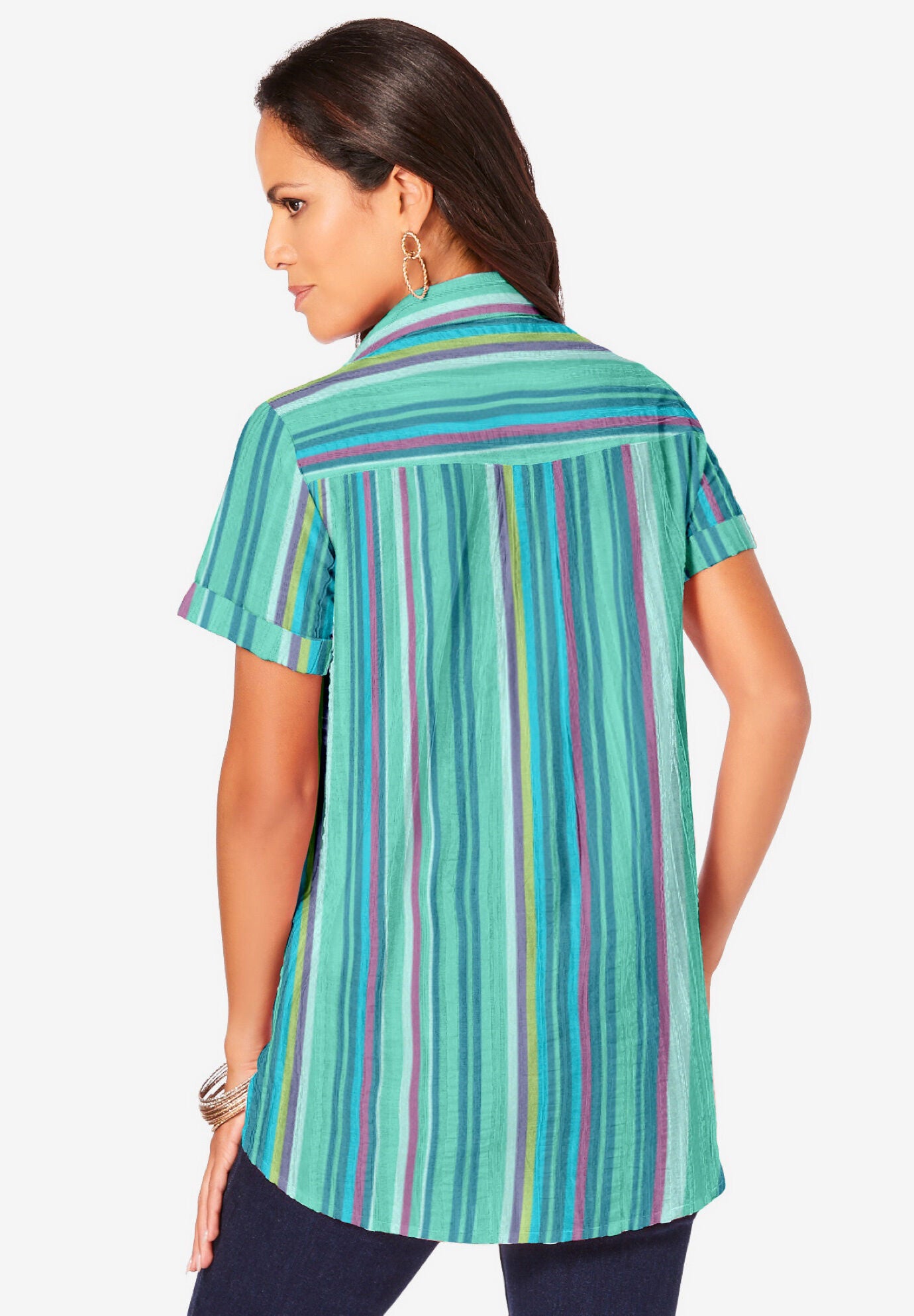 Seersucker Shirt, ROSE DOUBLE STRIPE, alternate image number 2