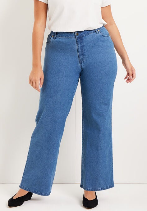 Curvie Fit Wide-Leg Jeans, MEDIUM WASH, hi-res image number null