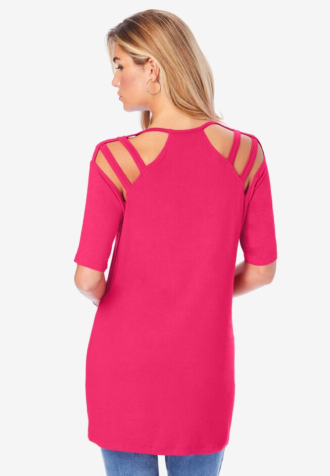 Strappy Shoulder Ultra Femme Tunic, , on-hover image number null