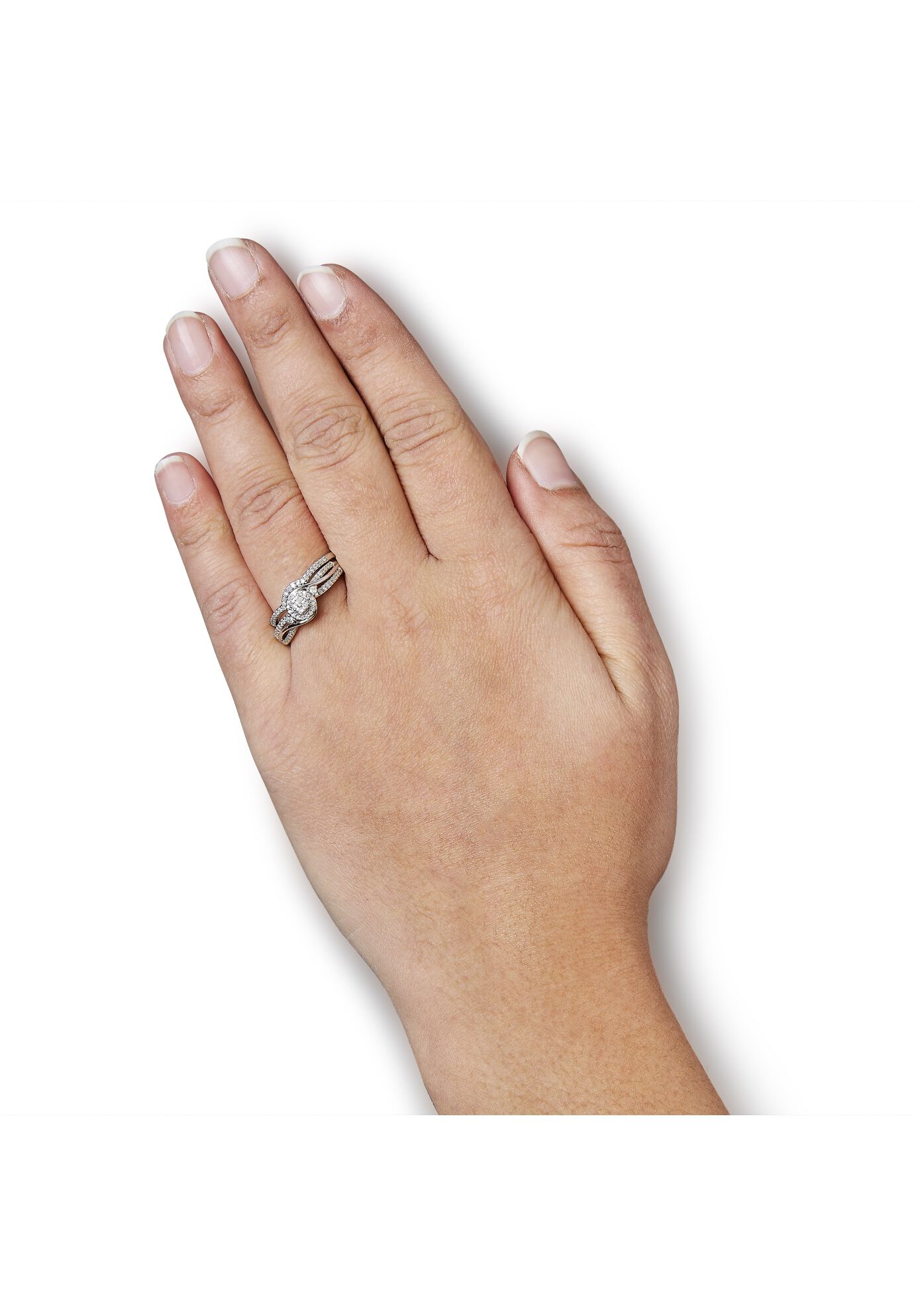 Silver 1/3 Cttw Composite Diamond Frame Bypass Bridal Set, , alternate image number 3