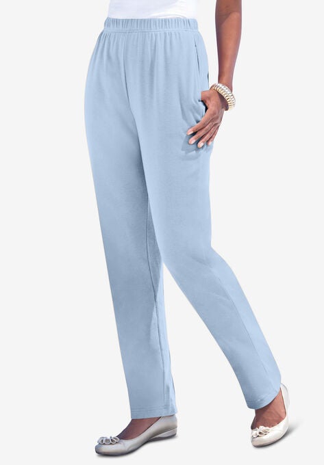 Straight-Leg Soft Knit Pant, PALE BLUE, hi-res image number null