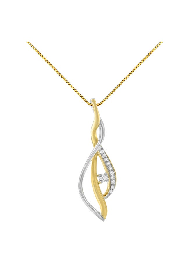 Gold Round Cut Diamond Cascade Pendant Necklace, , alternate image number 3