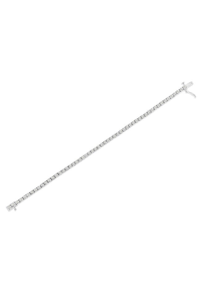 Sterling Silver Miracleset Diamond Round Faceted Bezel Tennis Bracelet 7 inches, , alternate image number 3