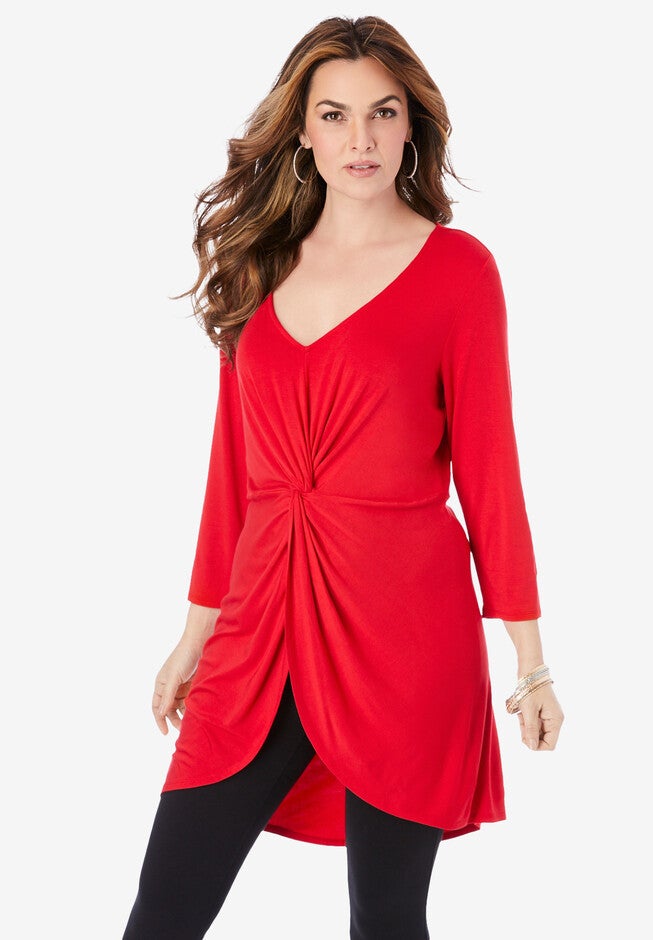 Front-Knot Ultra Femme Tunic, VIVID RED, hi-res image number null