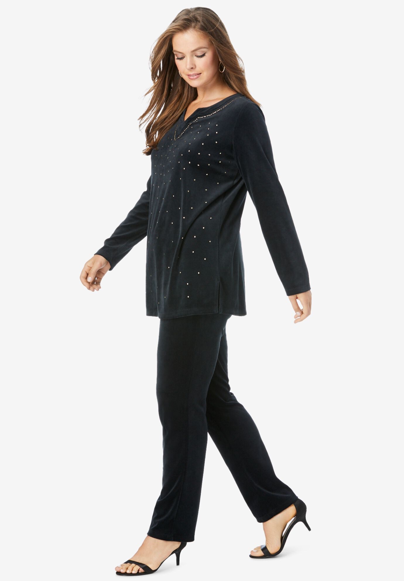 Velour Tunic & Pant Set, , alternate image number 2