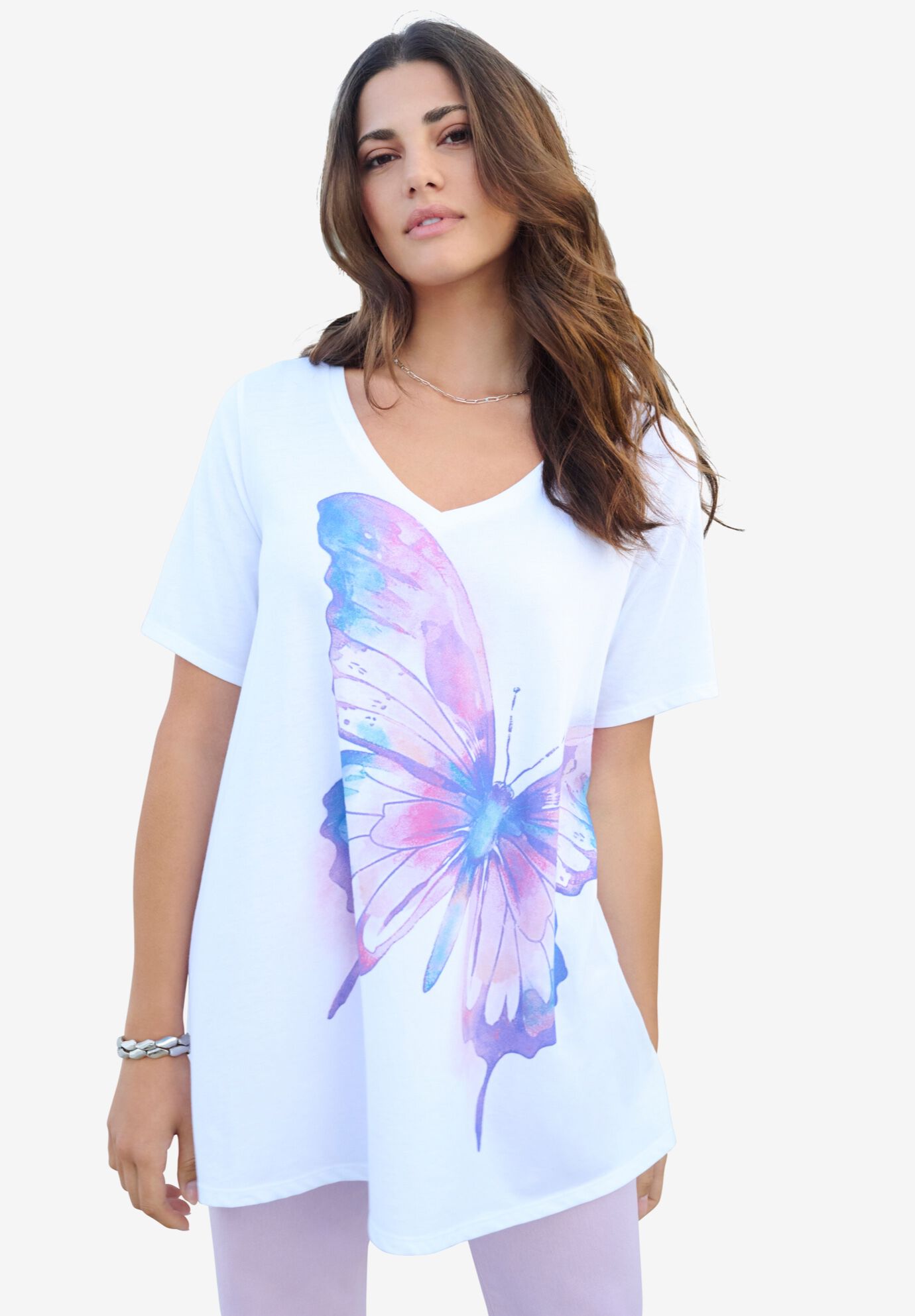 Ultimate Short Sleeve Swing Tee, WHITE PAINTED BUTTERFLY, on-hover image number 1