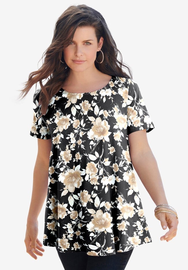 Onestopplus Size Chart Plus Size Cotton Ultimate Swing Tee with Keyhole Back | OneStopPlus