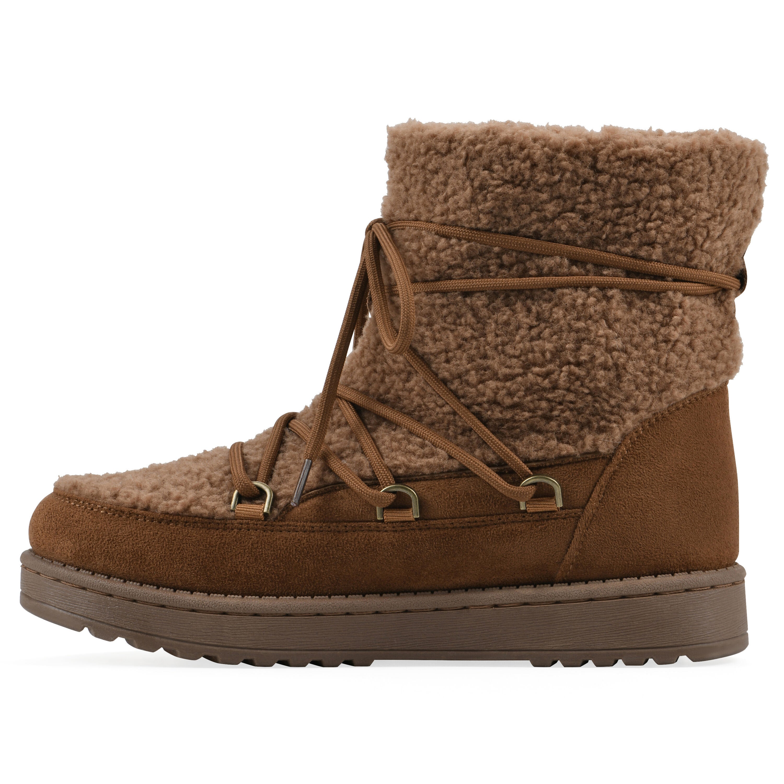 Isador Faux Sherpa Lace-Up Boot, CHESTNUT, alternate image number 3