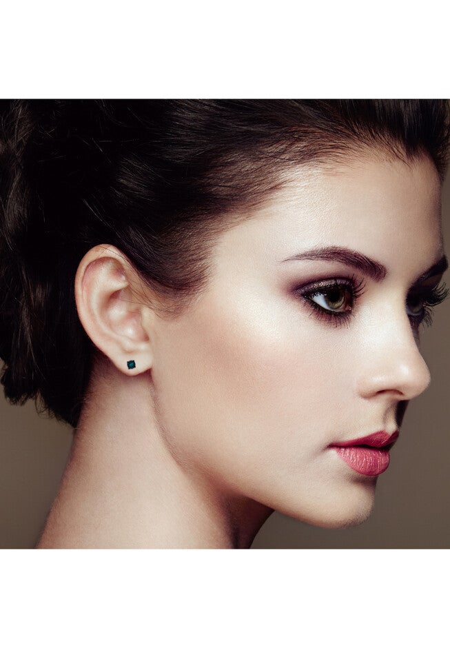 Silver 1/10 Cttw Blue Diamond Miracle-Set Stud Earrings, , alternate image number 4