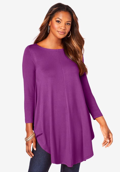 Boatneck Swing Ultra Femme Tunic, PURPLE MAGENTA, hi-res image number null