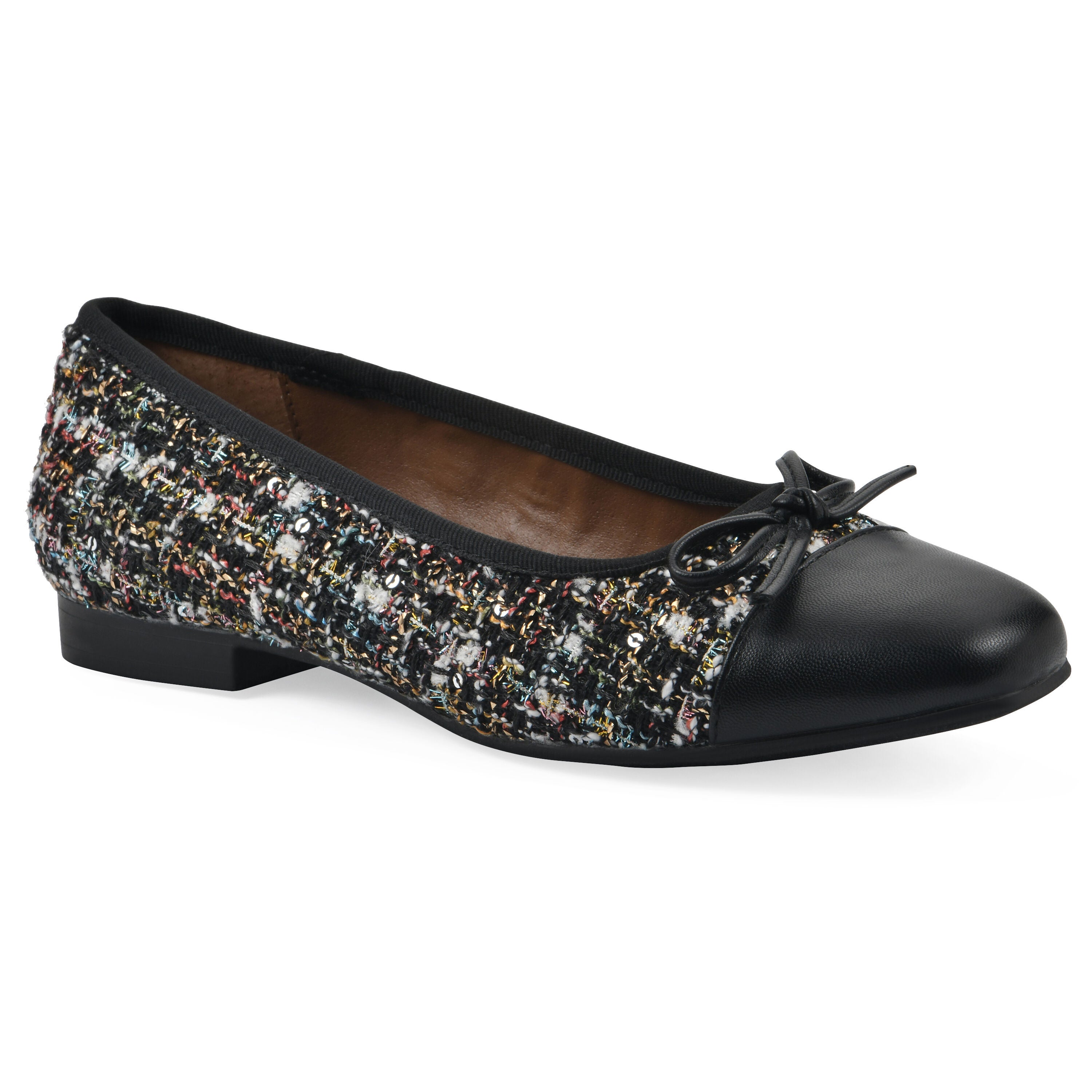 Bocci Ballet Flat - WIDE, BLACK BOUCLE FABRIC, hi-res image number 0