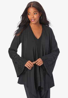 Lace-Trimmed Ultrasmooth® Fabric Cardigan